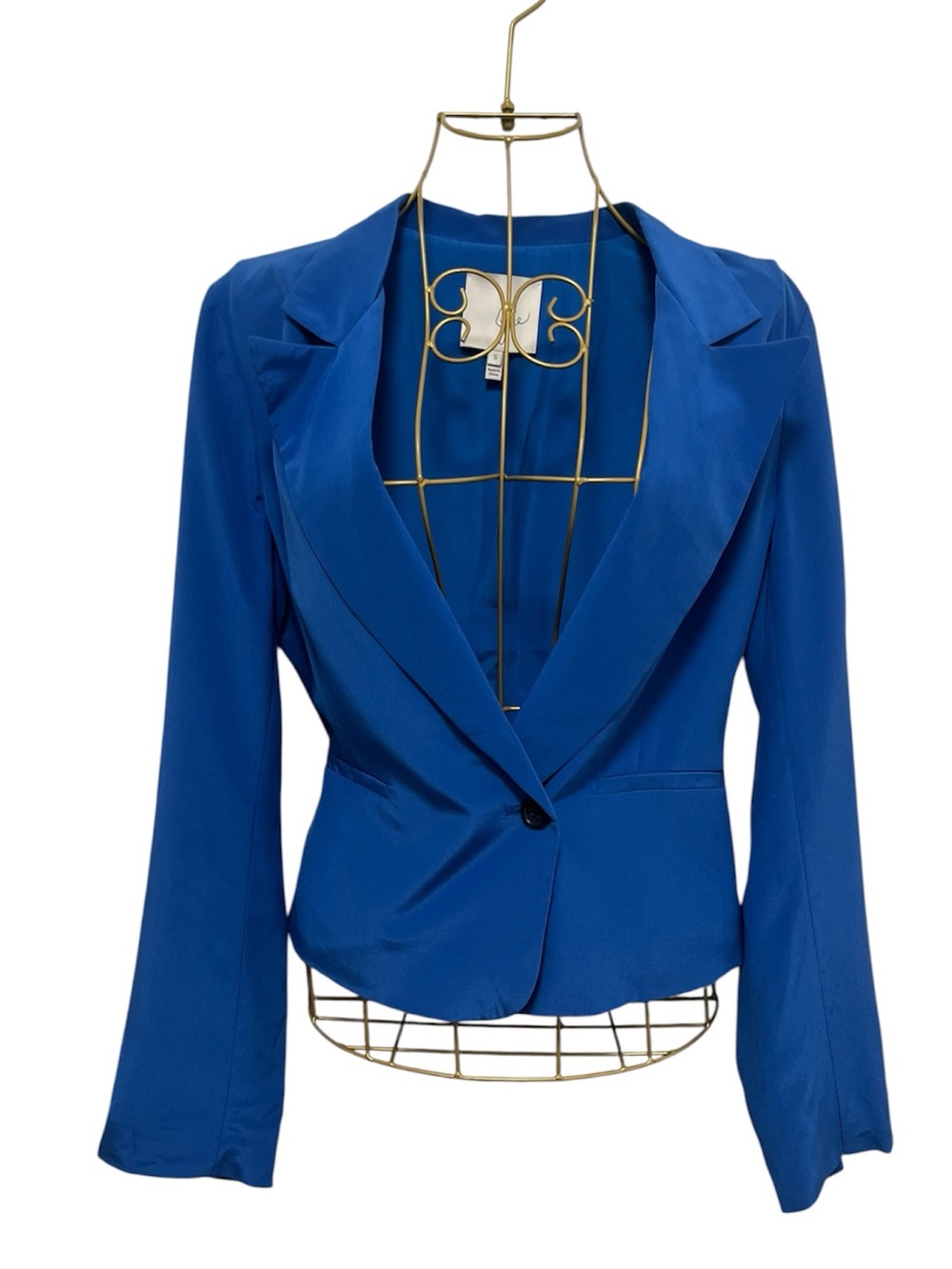 JOIE Vintage 100% Silk Blazer Royal Blue Size Small